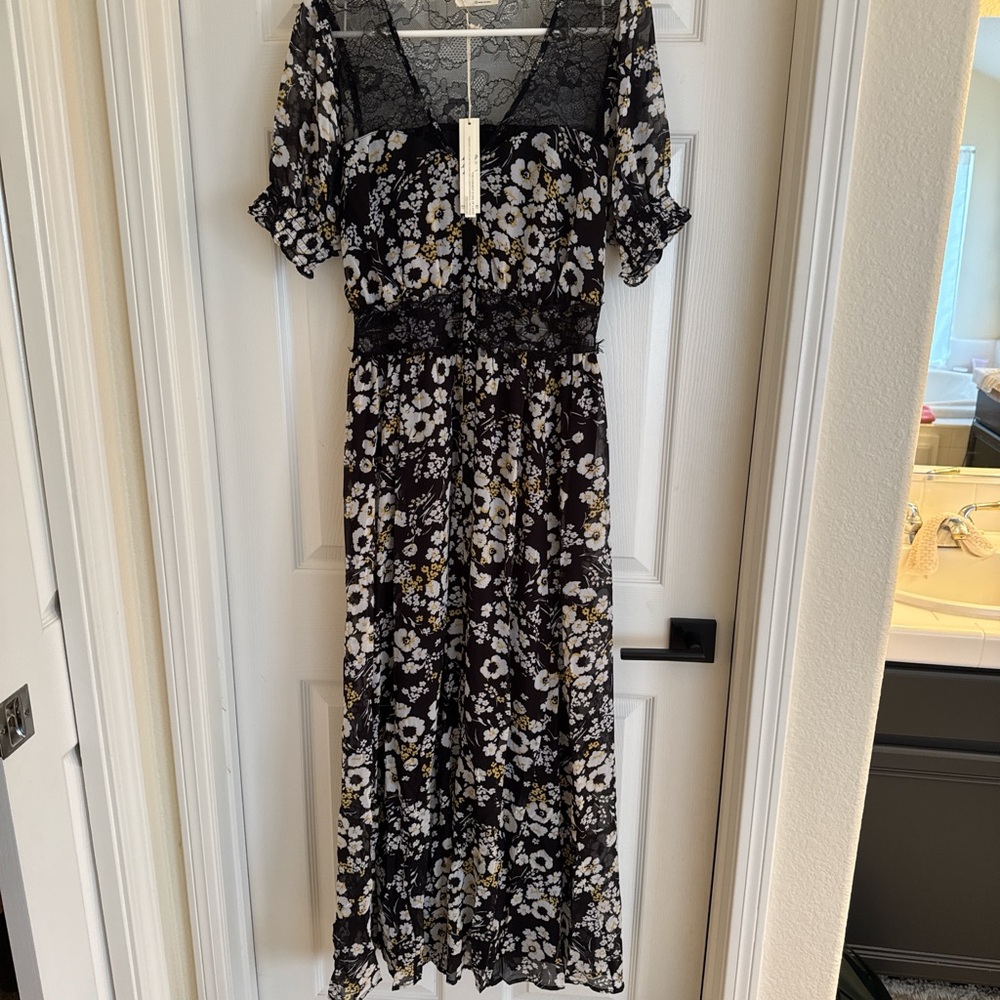 Lovestitch Black and White Floral Maxi Dress